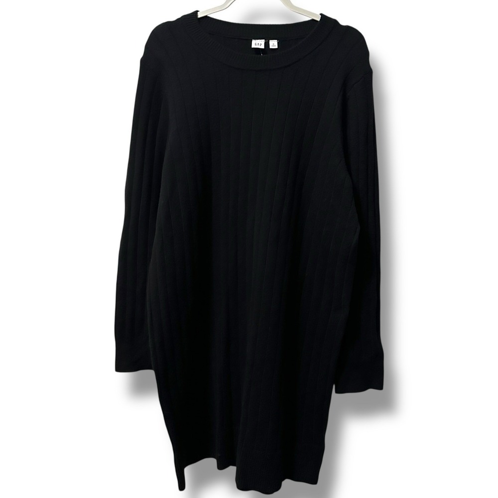 GAP Crewneck Sweater Dress NEW True Black Ribbed Knit XL‎ Long Sleeve Normcore